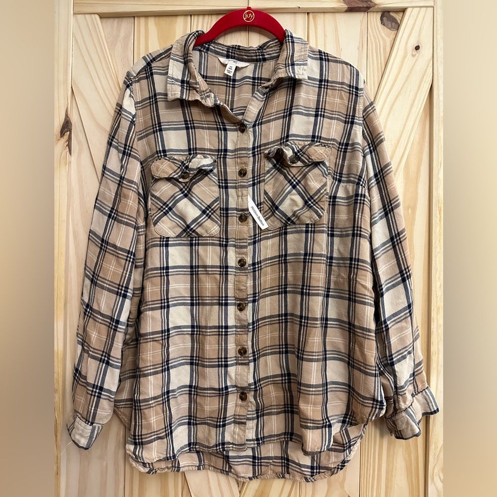 Tan button up flannel